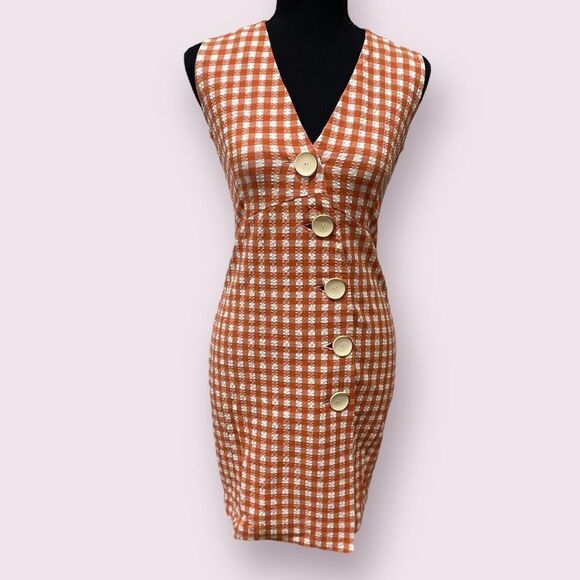 MANGO Textured Gingham Check Dress Size 4 - Picture 1 of 7